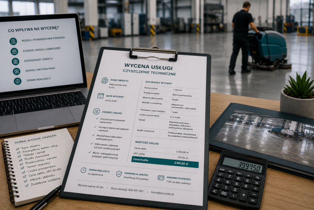 Jak wygląda dobra wycena czyszczenia technicznego? Co powinno się w niej znaleźć?